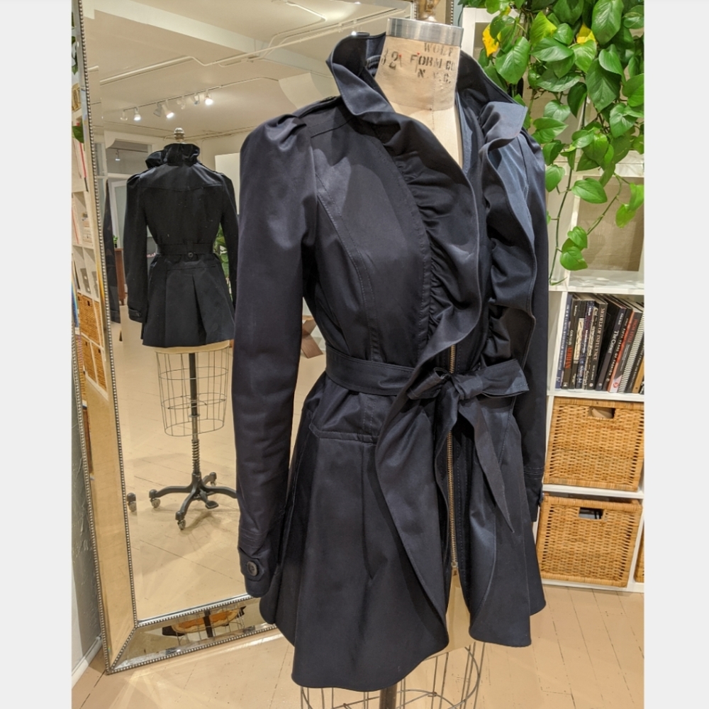 Anthropologie IDRA Navy Trench Coat Size 6